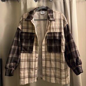 Princess Polly Brown and Cream Plaid Shirt